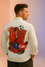 Comic Click – Men’s Premium Cotton Shirt with Comic Print by Young Forest