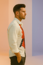 Comic Click – Men’s Premium Cotton Shirt with Comic Print by Young Forest