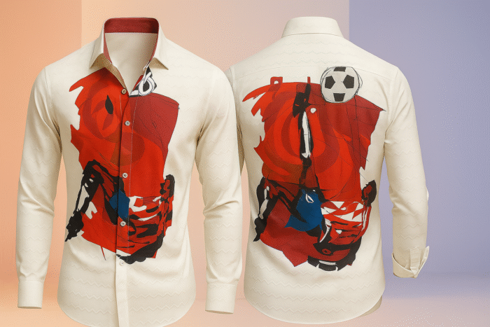 Comic Click – Men’s Premium Cotton Shirt with Comic Print by Young Forest