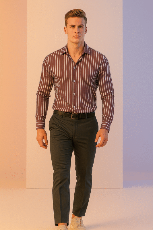 Shahi Lakeer – Premium Cotton Striped Shirt by Young Forest