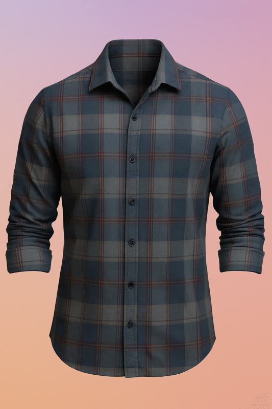 Inkfold shirt – premium minimal check pattern shirt by Young Forest for men.