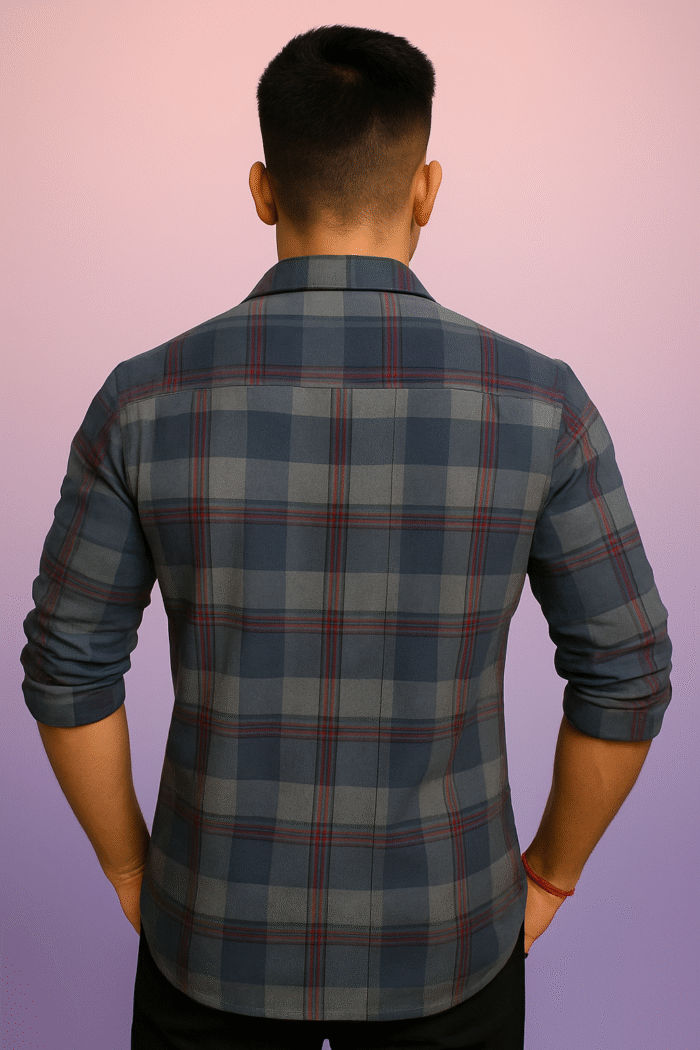 Inkfold shirt – premium minimal check pattern shirt by Young Forest for men.